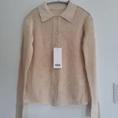 AZUL by moussy メッシュニットトップス ポロカーディガン