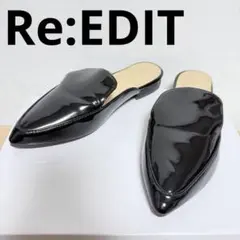 【最終値下げ】Re:EDIT⭐︎ポインテッドトゥ⭐︎ミュール⭐︎エナメル⭐︎ブラック⭐︎Mのサムネイル