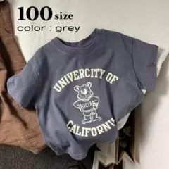 100cm グレー　Tシャツ 女の子 男の子 tシャツ 子供服 半袖　ロゴT