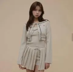 andmary Jennie line knit set up beige