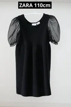 【美品】ZARA シースルーパフスリーブワンピース
