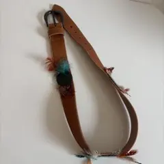 美品✨プラダ メンズベルト ハトメ ロゴ刻印 シルバー金具 ビジネス 紺
