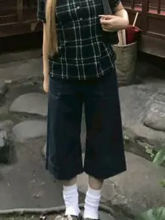 ショート丈デニム　グランジ系　Y2K 平成