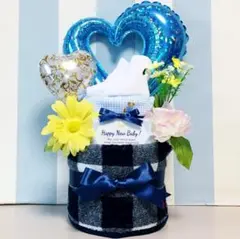 ○出産祝いに大人気！ラルフローレンスタイ2段おむつケーキ 男の子2B