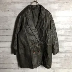 ヴィンテージ品 ラムレザージャケット ダブルボタン 羊革 アウター 古着 カーキ