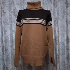 難アリ　古着　タートルネック ストライプ セーター