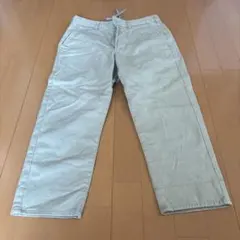 GU ジーユー サイズs メンズ パンツベージュ　ロールアップ ストライプ