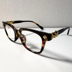 伊達メガネ 黒縁 サングラス クロス モチーフ ゴールド 豹柄 クロム好き