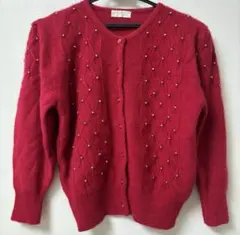 カーディガン　赤　ディズニー　ミニー　コーデ　冬服　ニット