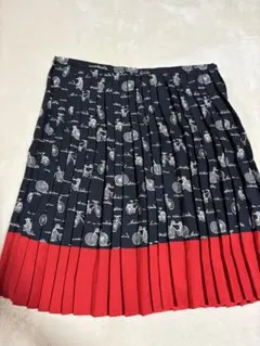 美品TOMMY HILFIGER 自転車柄 プリーツスカート ネイビー Mのサムネイル