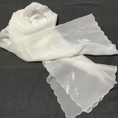 【新品・未使用】シフォン ショール ストール 白 刺繍　フォーマル