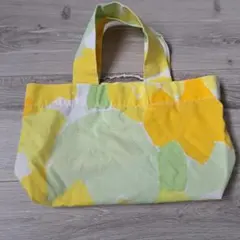 ミニトートバッグ　北欧調　ランチバッグ 黄色黄緑 ハンドメイド