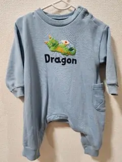 最終値下げ！美品 BREEZE ドラゴン刺繍 水色ロンパース 80