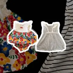 ベビー用花柄＆ストライプワンピースセット