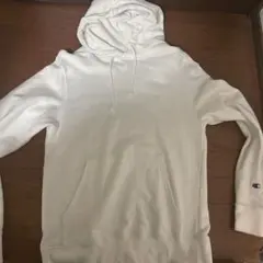 Champion ホワイト フード付きパーカー