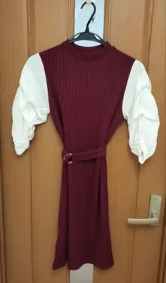 CECILMcBee レディース ニットシャツワンピース(ベルト付き)