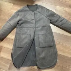 インスタグラマー着用　グレー シープスキン風ロングコート