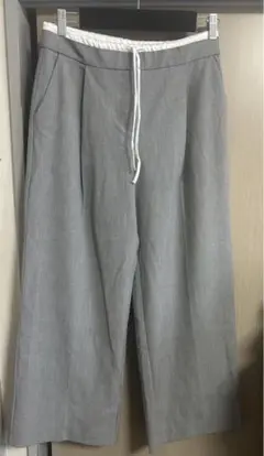 ZARA WIDE-LEGパンツ ダブルウエストバンド グレー