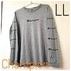 長袖Champion チャンピオン グレー ロングス リーブTシャツ LL