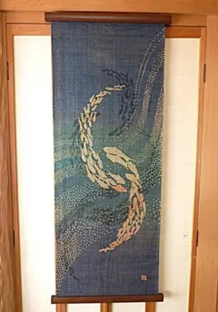 京都くろちく【新品】高級筒描麻暖簾♪月光鶴27,500円 - メルカリ