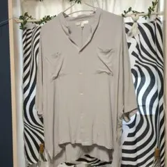ノーカラー半袖シャツ　Мサイズ　新品　オーバーサイズ