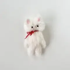 白猫　たちあがるねこ　猫　ぬいぐるみ　ハンドメイド　作家　アートドール　a