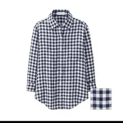 【美品】UNIQLO プレミアムリネンチェックシャツ　サイズL
