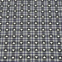 綿 ハート柄 ネイビー 青 110×80