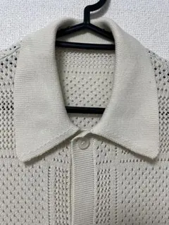 T*O様 GU／透かし編みニットシャツ Sサイズ 半袖 襟付き アイボリー 夏服