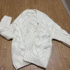 GLOBAL WORK アイボリー ケーブルニット