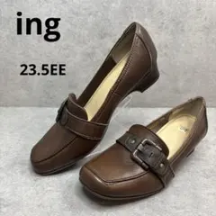新品！ing イング　スクエア　レザーバックル　コンフォートパンプス