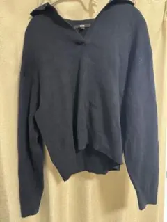 UNIQLO スムースコットンリラックスポロセーター　ネイビー　M