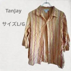 TanJay ストライプ 7分袖シャツ L/G