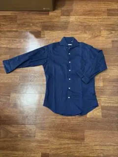 ネイビー 七分袖シャツ Sサイズ