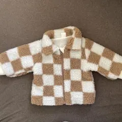 チェック柄フリースアウター 3-6M