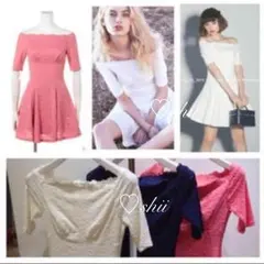 ❤️レア❤️オフショルフレアスカラップワンピース☆ウサギオンライン限定色♡