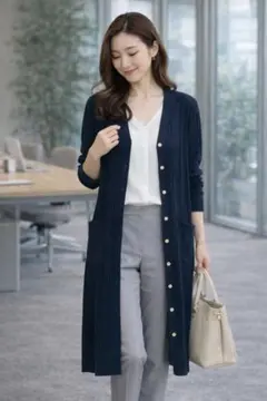 any SiS 2WAY ニットワンピース M 紺 通勤 行事　羽織り　冷房対策