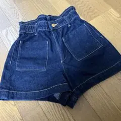 ダークデニム ショートパンツ ゴムウエスト