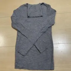 エクストラファインメリノリブタートルネックセーター　グレー　L