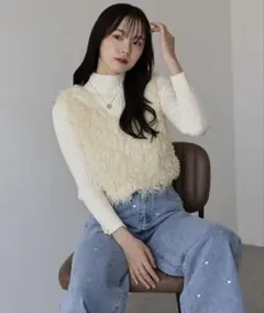 ブルーイースト✳︎フェザーフリンジベスト