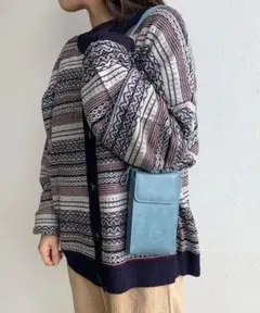 合皮スマホショルダーバッグ　ブルー