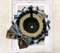 984 ハンドメイド 痛ロゼット ブラック ライトブルー