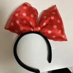 赤い水玉リボンカチューシャ