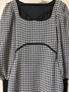 バイカラーツイードマーメイドニットワンピース