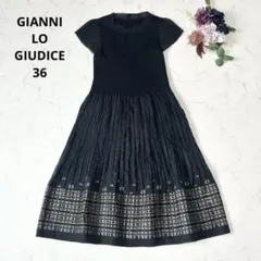 GIANNI LO GIUDICE ブロックチェックギャザープリーツワンピースのサムネイル