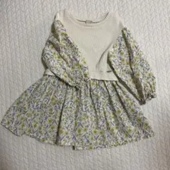 petit main 花柄 長袖ワンピース 100cm