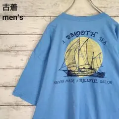 古着 A SMOOTH SEA Tシャツ バックプリント ビッグサイズ 青