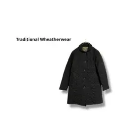 【トラディショナル ウェザーウェア】キルティングジャケット　ロング　グレー　34