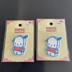 ポチャッコ 刺繍ワッペン 青赤 2個セット