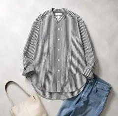L'ESSAGE THOMAS MASONスタンドカラーシャツ ブラックのサムネイル